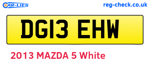 DG13EHW are the vehicle registration plates.