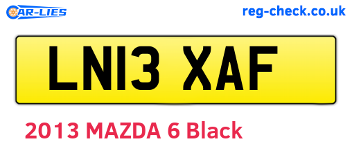 LN13XAF are the vehicle registration plates.