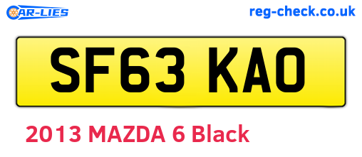 SF63KAO are the vehicle registration plates.