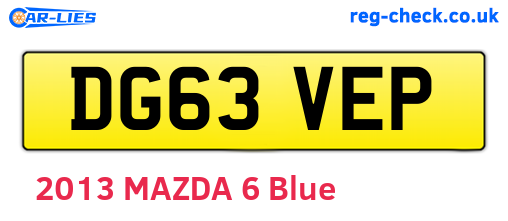 DG63VEP are the vehicle registration plates.