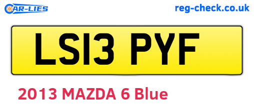 LS13PYF are the vehicle registration plates.