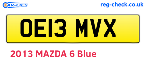 OE13MVX are the vehicle registration plates.