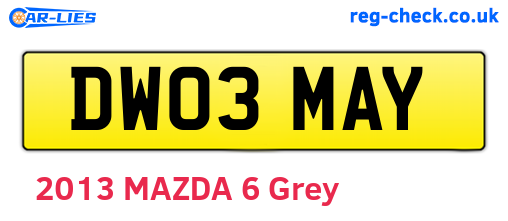 DW03MAY are the vehicle registration plates.