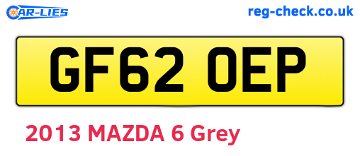 GF62OEP are the vehicle registration plates.