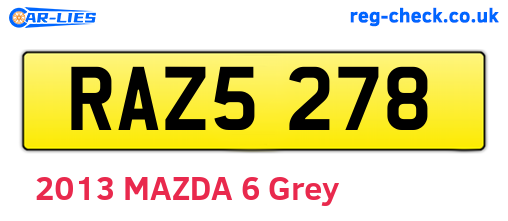 RAZ5278 are the vehicle registration plates.