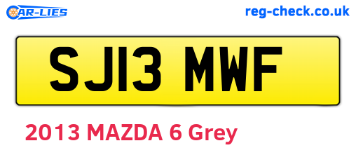 SJ13MWF are the vehicle registration plates.
