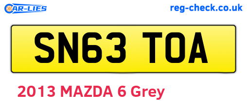SN63TOA are the vehicle registration plates.