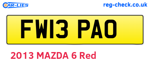 FW13PAO are the vehicle registration plates.