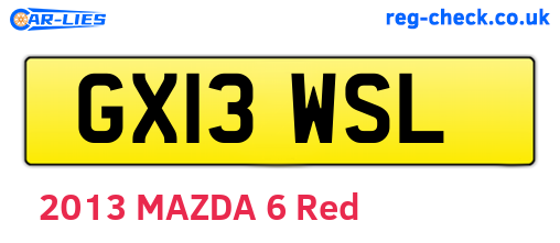 GX13WSL are the vehicle registration plates.