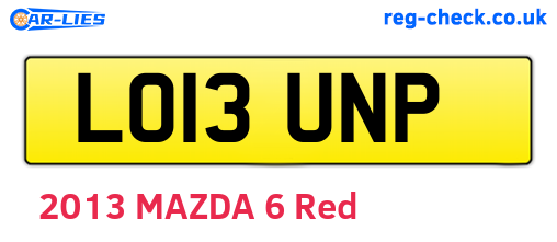 LO13UNP are the vehicle registration plates.