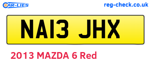 NA13JHX are the vehicle registration plates.