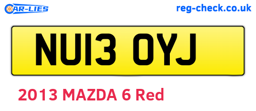 NU13OYJ are the vehicle registration plates.