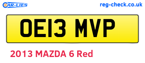OE13MVP are the vehicle registration plates.