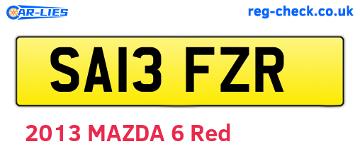 SA13FZR are the vehicle registration plates.