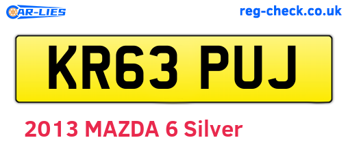 KR63PUJ are the vehicle registration plates.