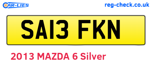 SA13FKN are the vehicle registration plates.