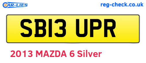 SB13UPR are the vehicle registration plates.