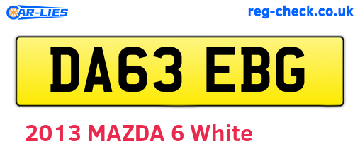 DA63EBG are the vehicle registration plates.