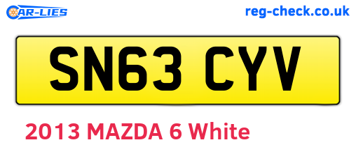 SN63CYV are the vehicle registration plates.