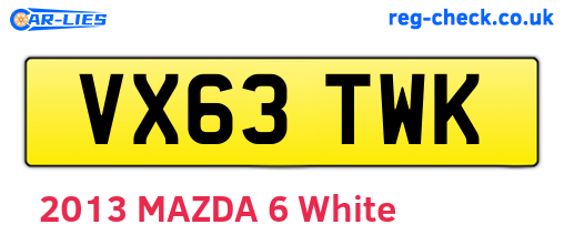 VX63TWK are the vehicle registration plates.