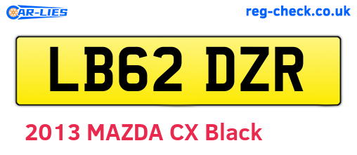 LB62DZR are the vehicle registration plates.