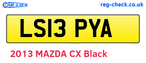 LS13PYA are the vehicle registration plates.