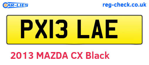PX13LAE are the vehicle registration plates.