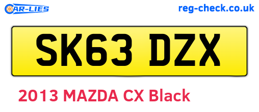 SK63DZX are the vehicle registration plates.