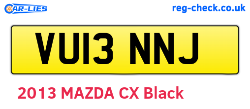 VU13NNJ are the vehicle registration plates.