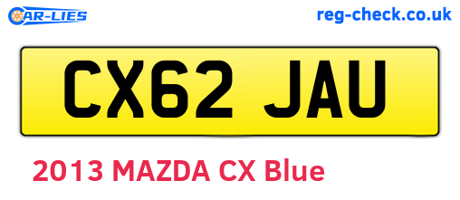 CX62JAU are the vehicle registration plates.