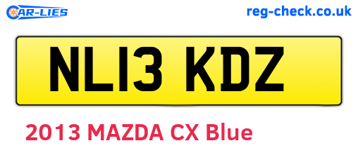 NL13KDZ are the vehicle registration plates.