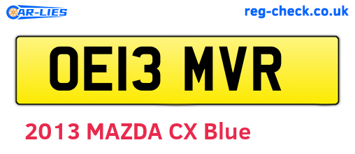 OE13MVR are the vehicle registration plates.