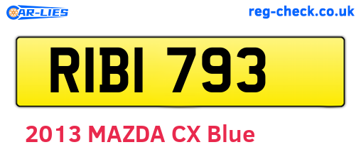 RIB1793 are the vehicle registration plates.