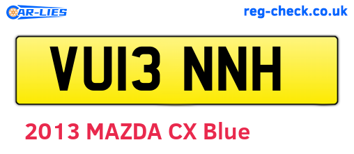 VU13NNH are the vehicle registration plates.