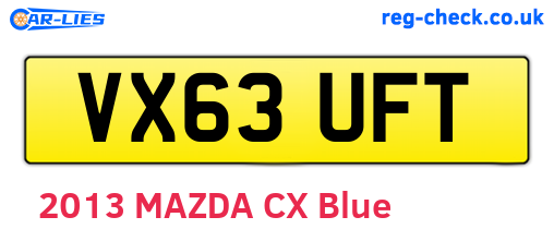 VX63UFT are the vehicle registration plates.