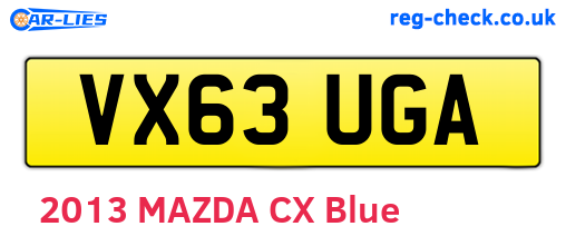 VX63UGA are the vehicle registration plates.