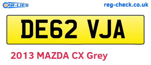 DE62VJA are the vehicle registration plates.