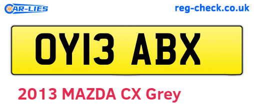 OY13ABX are the vehicle registration plates.