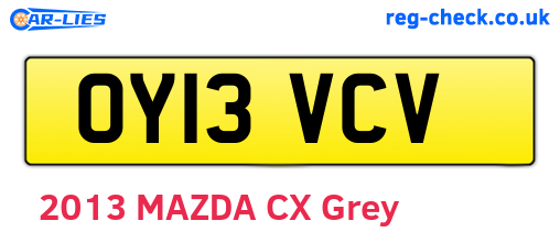 OY13VCV are the vehicle registration plates.