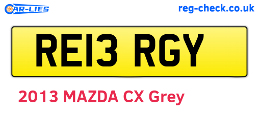 RE13RGY are the vehicle registration plates.