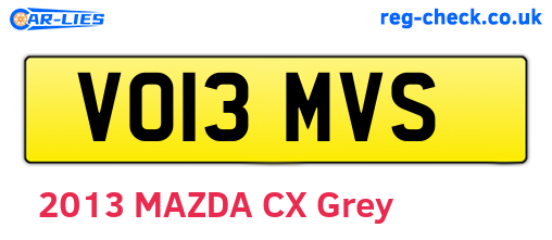 VO13MVS are the vehicle registration plates.