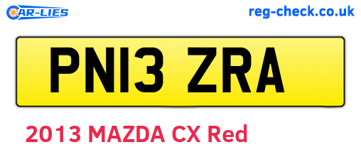 PN13ZRA are the vehicle registration plates.