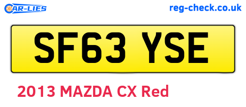 SF63YSE are the vehicle registration plates.