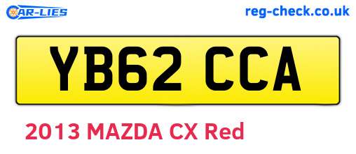 YB62CCA are the vehicle registration plates.