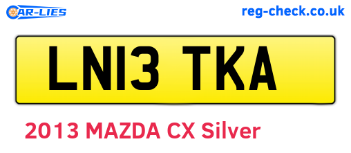 LN13TKA are the vehicle registration plates.