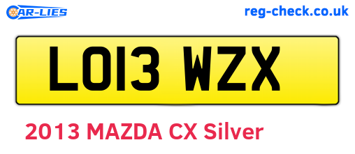 LO13WZX are the vehicle registration plates.