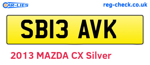 SB13AVK are the vehicle registration plates.