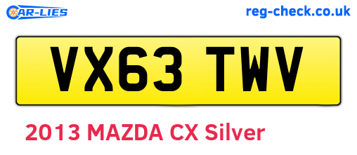 VX63TWV are the vehicle registration plates.