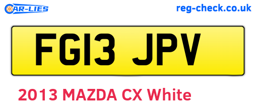 FG13JPV are the vehicle registration plates.