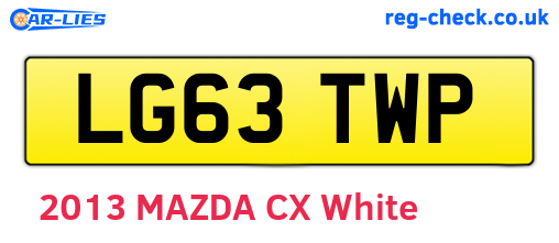 LG63TWP are the vehicle registration plates.